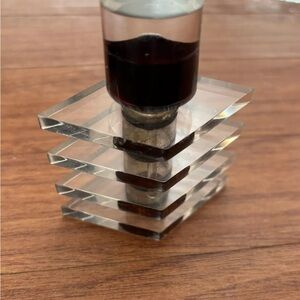 Vintage Art Deco Design Lucite/Acrylic Perfume Bottle, Clear & black Rectangular